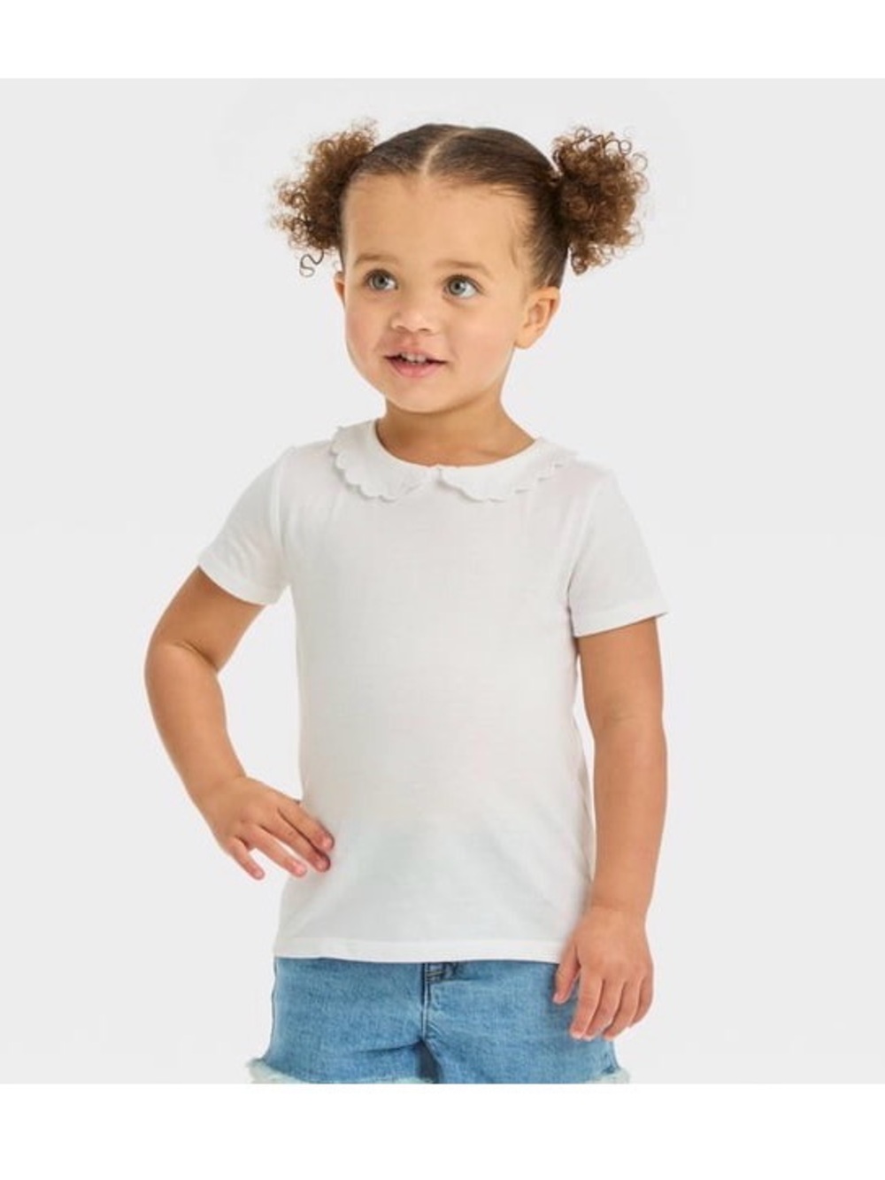 OshKosh B'gosh Toddler Girls' Peter Pan Short Sleeve Top - White